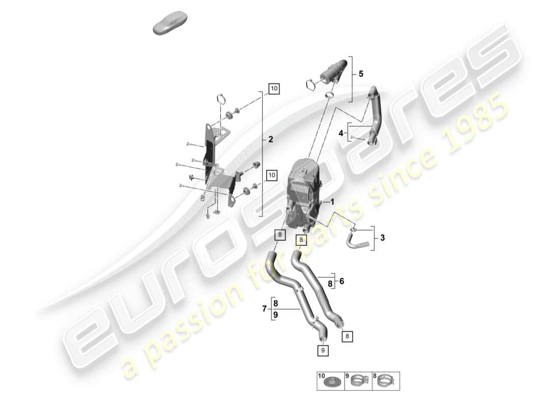 porsche 2021 (panamera 971-2) schéma des pièces du chauffage auxiliaire et des accessoires