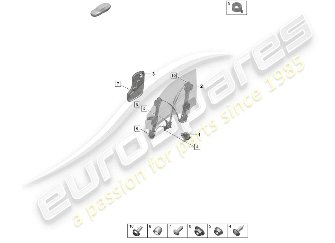 porsche 2026 (taycan 9j1-2) lève-vitre avant moteur de lève-vitre accessoires diagramme des pièces