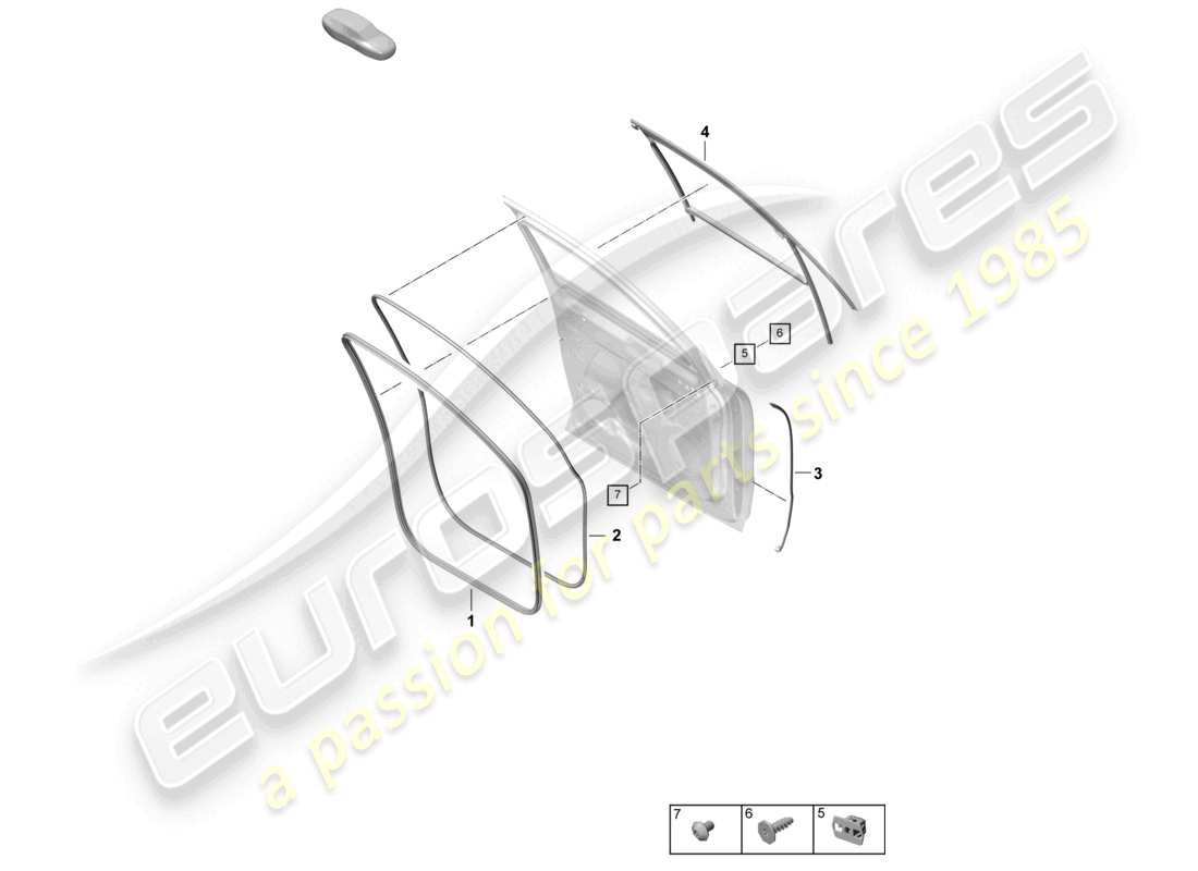 porsche 2025 (cayenne e3 pa) joint de porte avant accessoires schéma des pièces