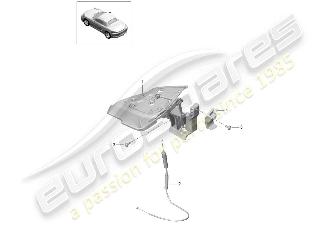 porsche 2021 (718 boxster) schéma des pièces de la capote côté rabat
