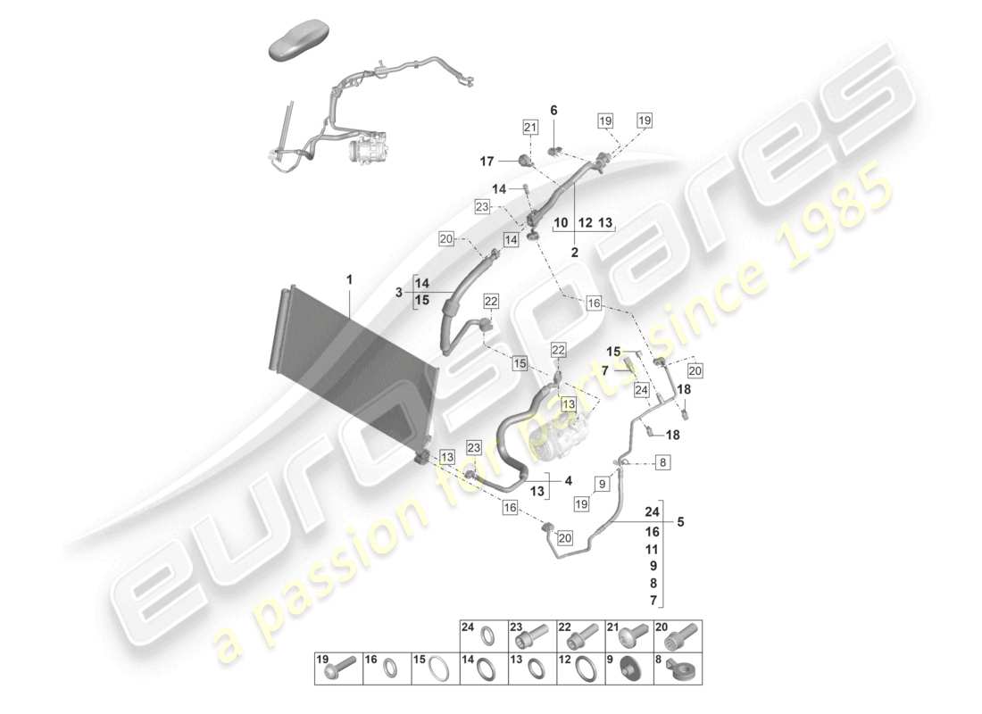 porsche 2022 (panamera 971-2) circuit de réfrigérant v6 bt r1234yf schéma des pièces du liquide de refroidissement
