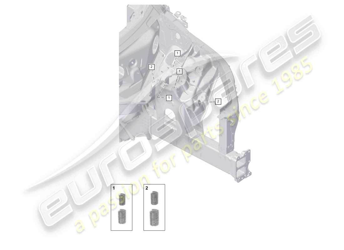 porsche 2021 (cayenne e3 9ya/9yb) kit de réparation de filetage pour montage de jambe de suspension avant schéma des pièces
