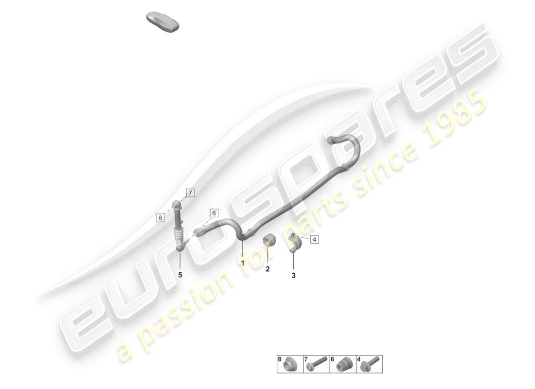 porsche 2022 (992-1 turbo / s) diagramme des pièces de la barre anti-roulis et de la bielle d'accouplement pdcc
