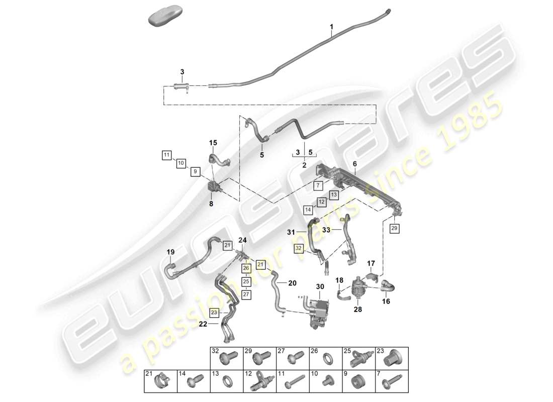porsche 2024 (992-2) schéma des pièces du système de refroidissement du moteur
