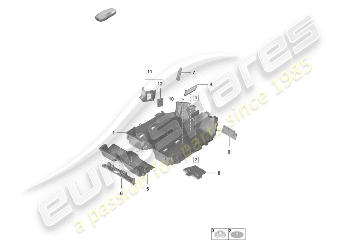 porsche 2024 (992-1) schéma des pièces des garnitures de sol (tapis)