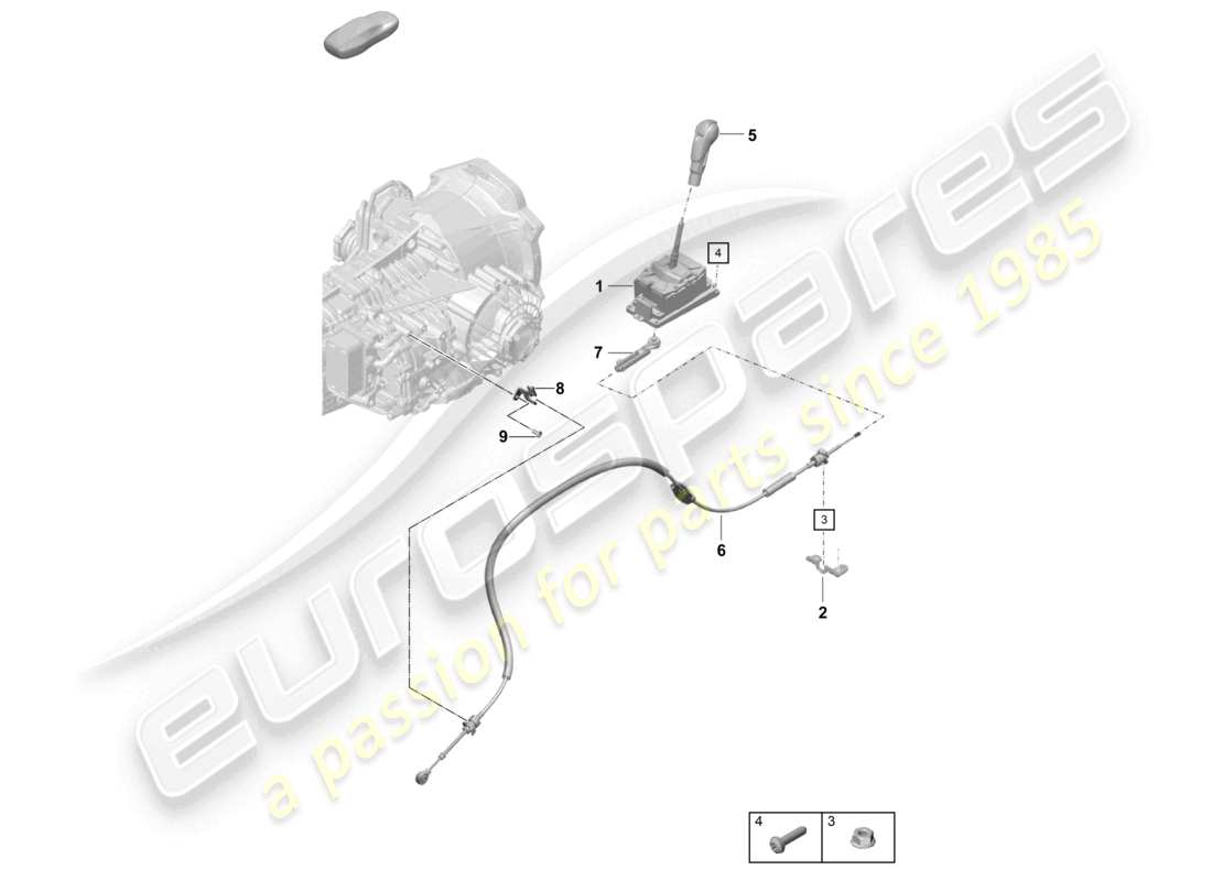 porsche 2021 (718 cayman gt4) schéma des pièces du levier sélecteur pdk