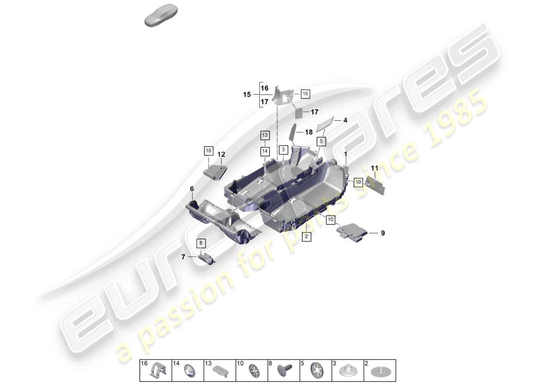 porsche 2024 (992-2) schéma des pièces des garnitures de sol (tapis)