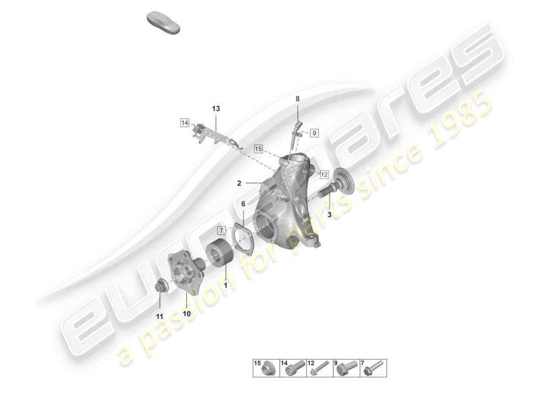 porsche 2022 (992-1) schéma des pièces du moyeu de roue du support de roue