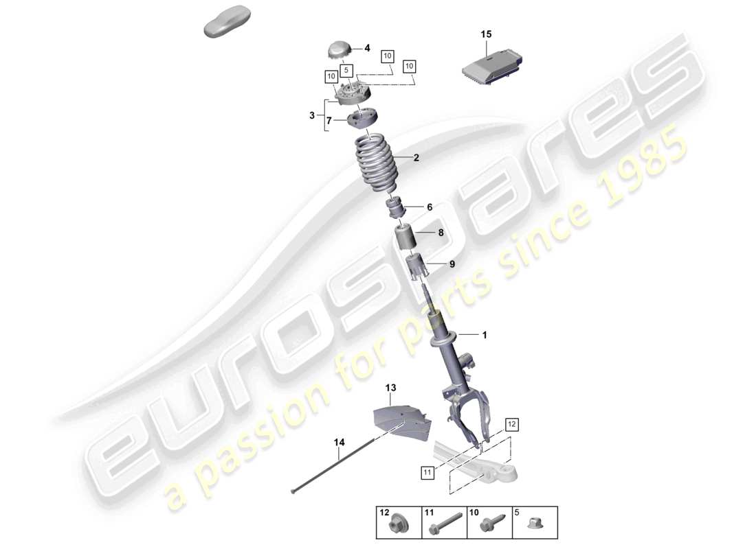 porsche 2025 (cayenne e3 pa) suspension à ressorts en acier ressort hélicoïdal amortisseurs diagramme des pièces