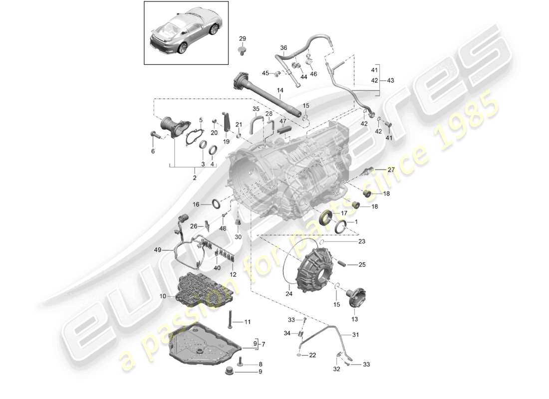 porsche 2021 (991-2 r/gt3/rs) - pdk - pièces détachées de la boîte de vitesses schéma des pièces