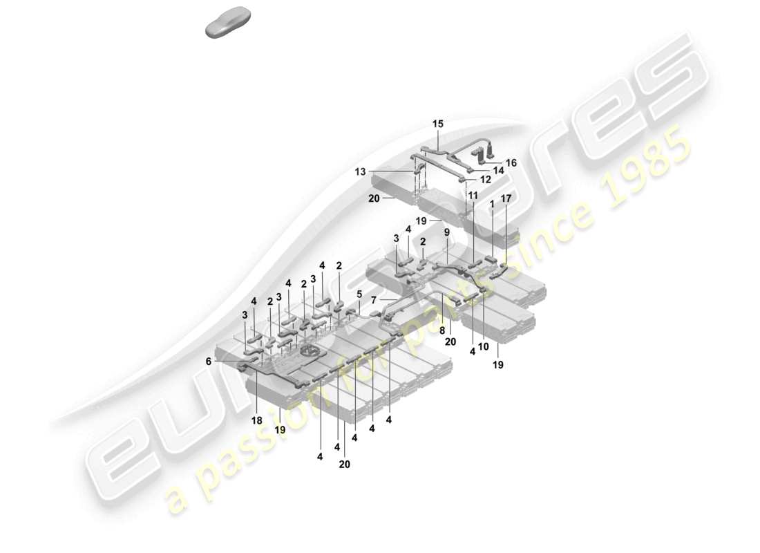porsche 2025 (taycan 9j1-2) diagramme des pièces du connecteur du module de batterie haute tension