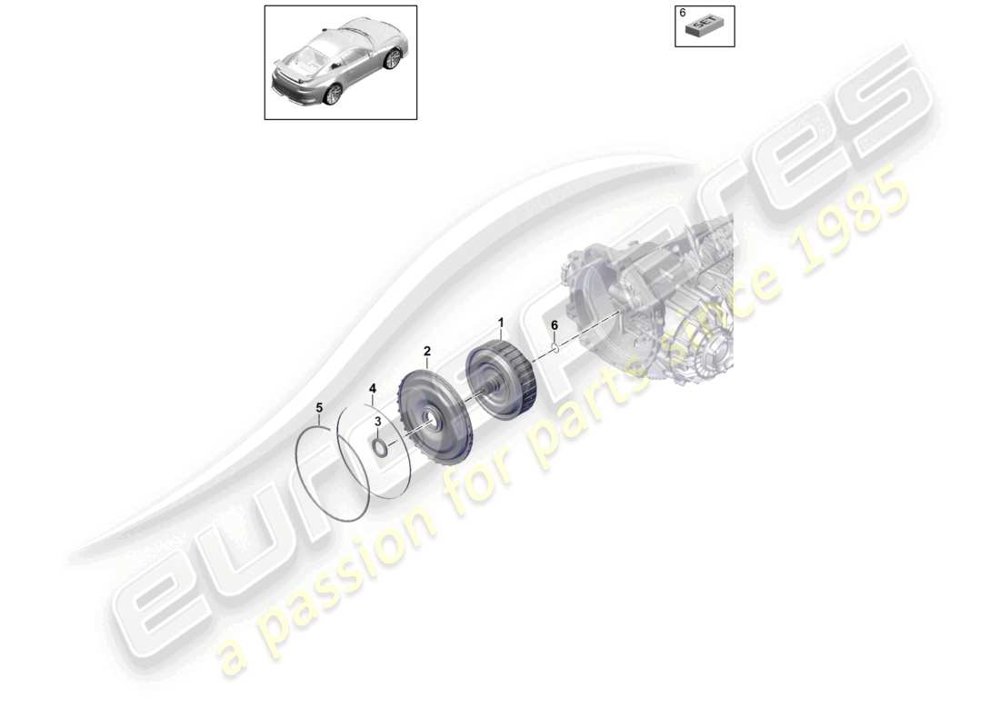 porsche 2021 (991-2 r/gt3/rs) - pdk - embrayage de boîte de vitesses pour boîte de vitesses à double embrayage schéma des pièces