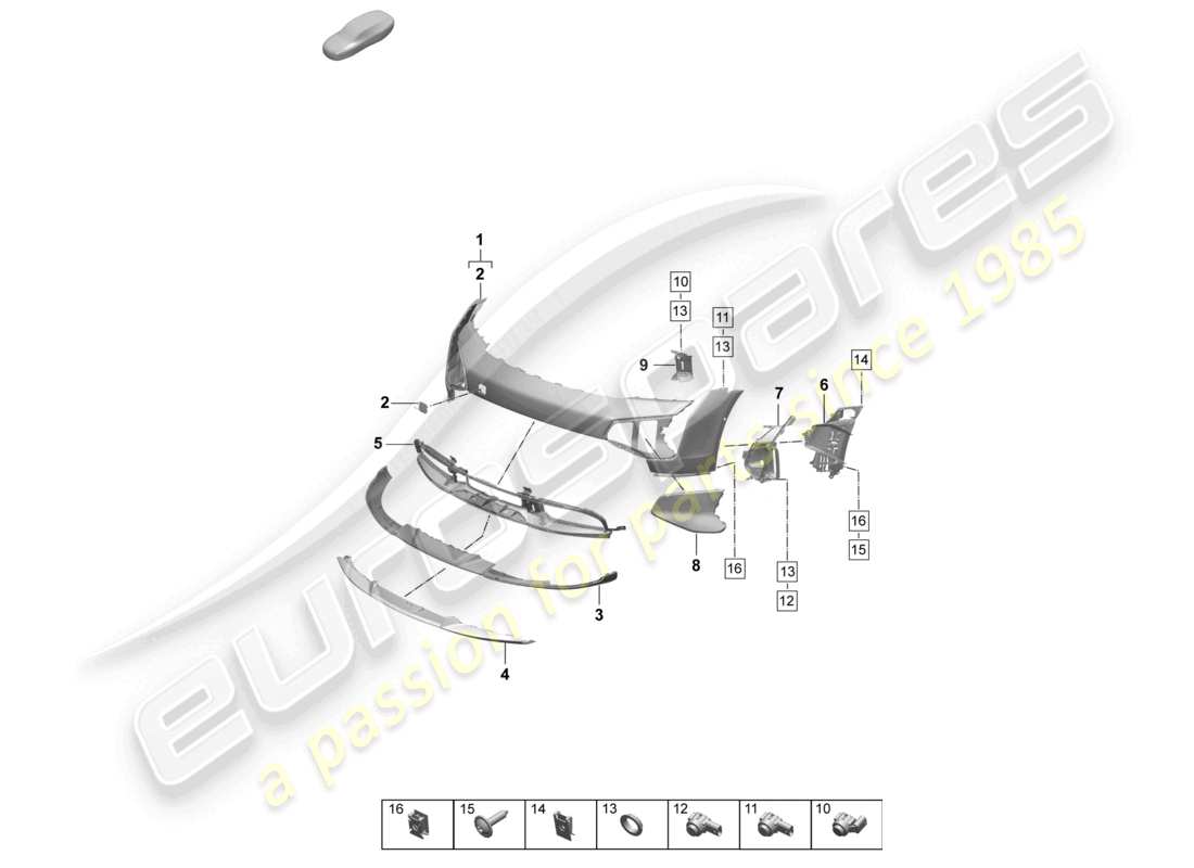 porsche 2025 (taycan 9j1-2) pare-chocs avant pack sport design schéma des pièces