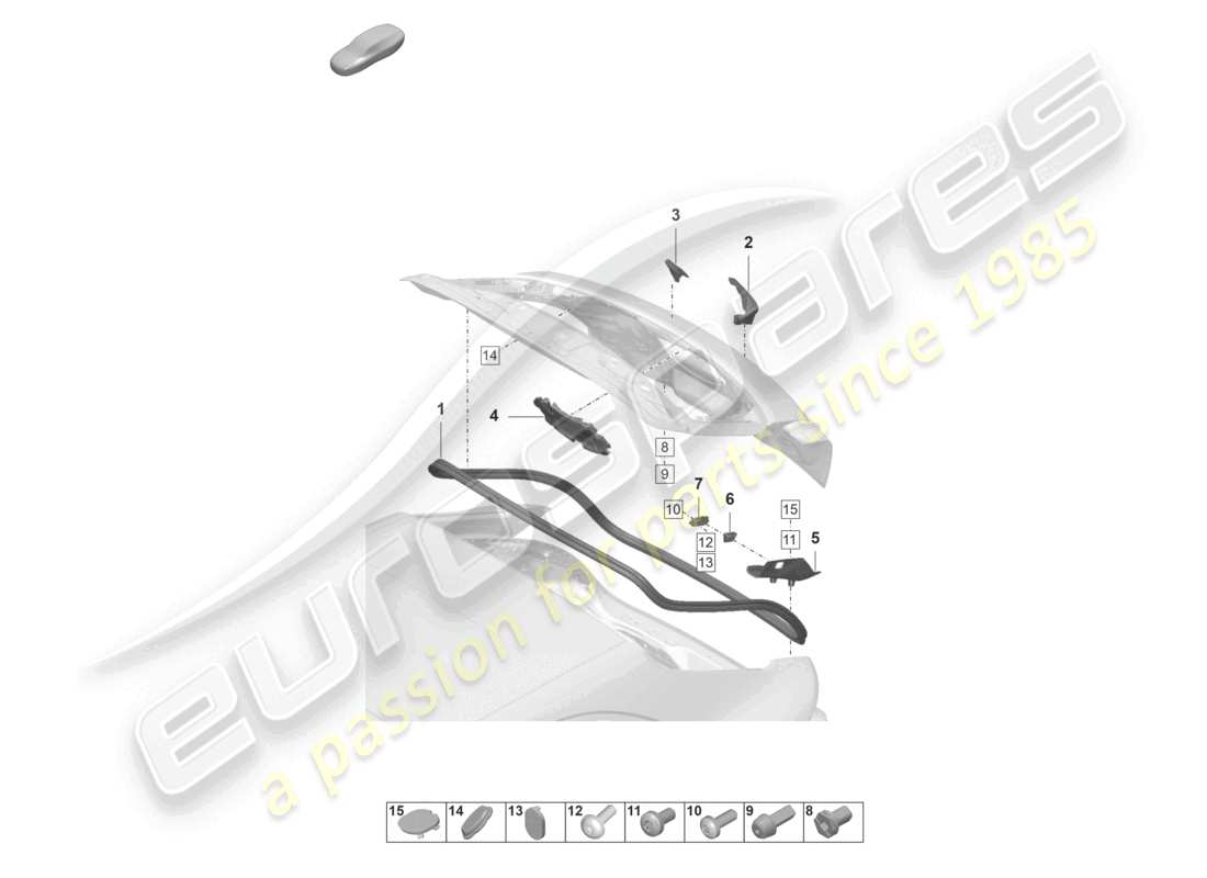 porsche 2021 (panamera 971-2) joints isolation phonique couvercle arrière schéma des pièces