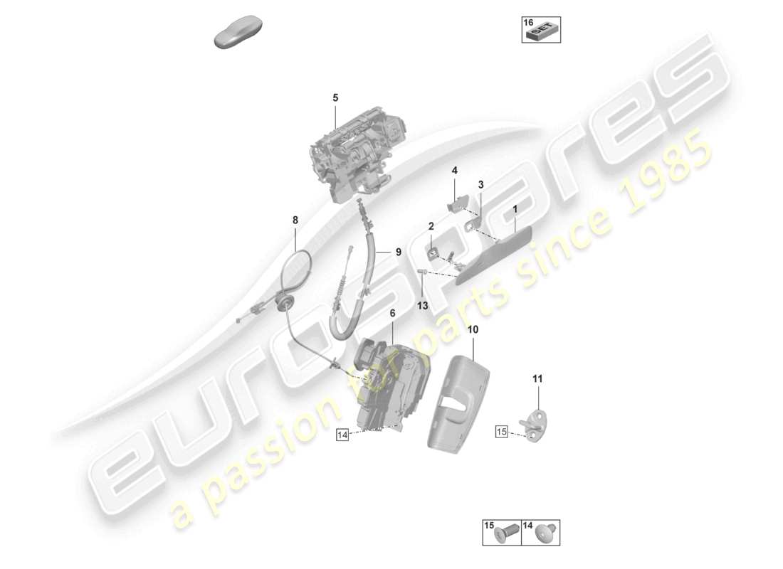 porsche 2023 (taycan 9j1-1) poignées de porte arrière serrure de porte schéma des pièces