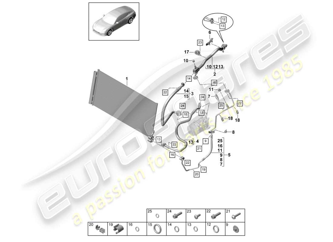 porsche 2021 (panamera 971-1) circuit frigorifique v6 mt schéma des pièces
