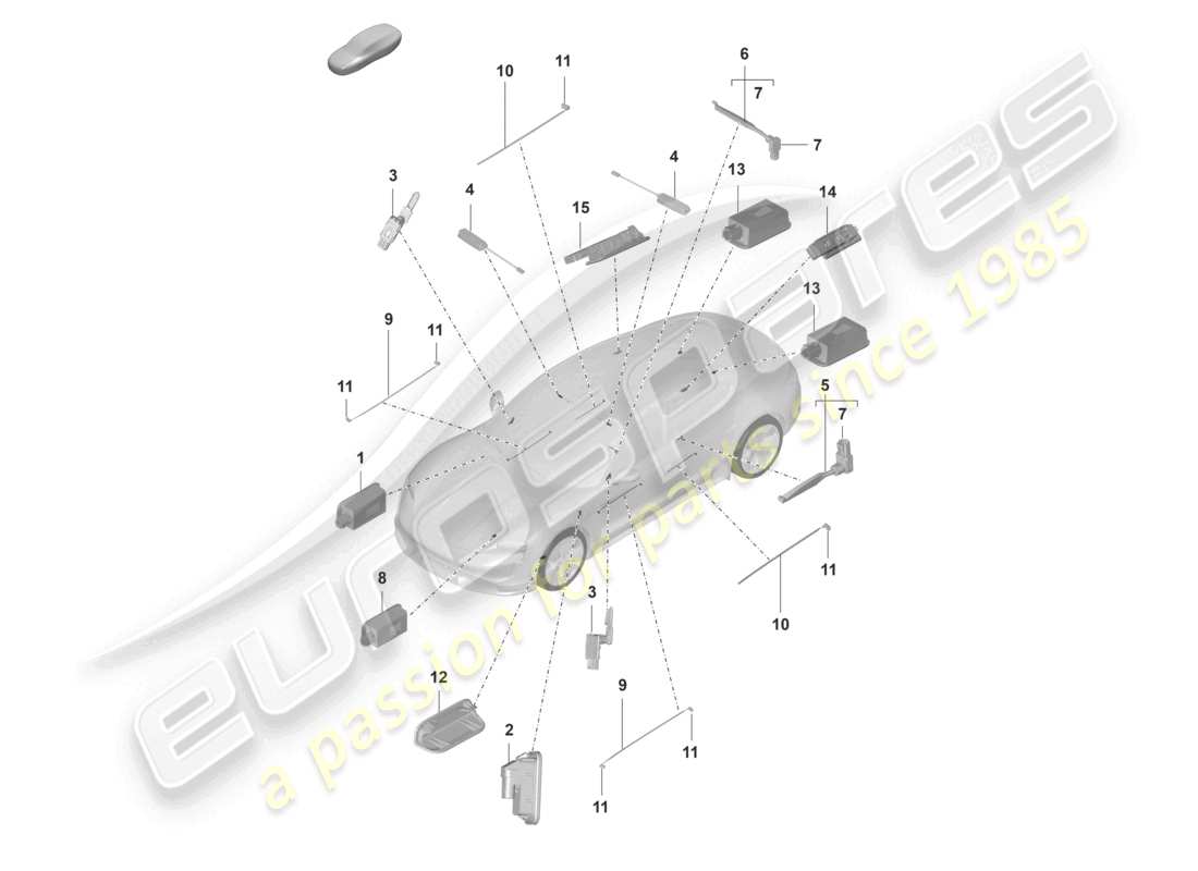 porsche 2023 (taycan 9j1-1) éclairage intérieur schéma des pièces