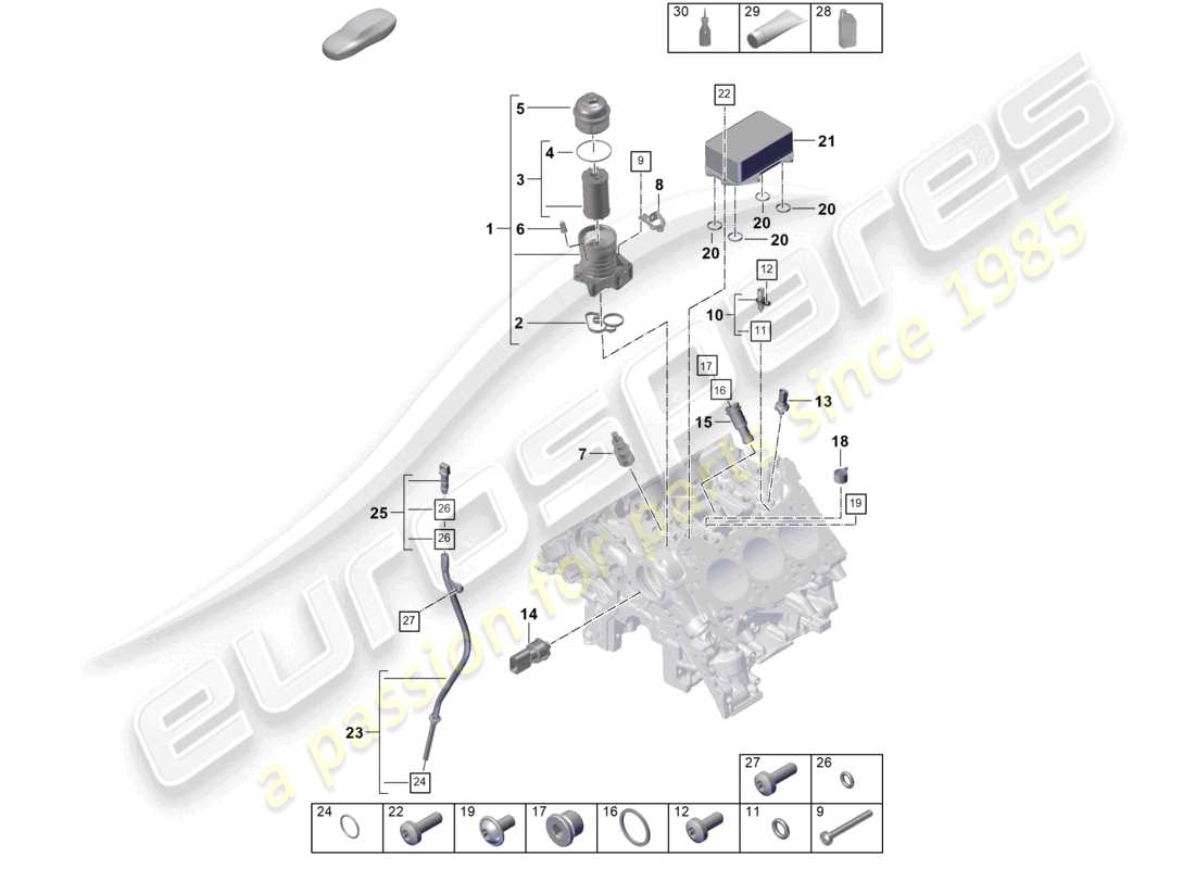 porsche 2026 (cayenne e3 pa) filtre à huile console refroidisseur d'huile schéma des pièces