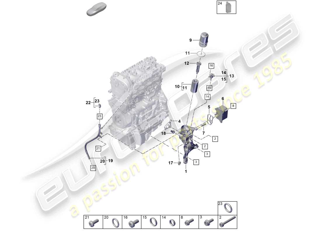porsche 2026 (cayenne e3 pa) filtre à huile console refroidisseur d'huile schéma des pièces