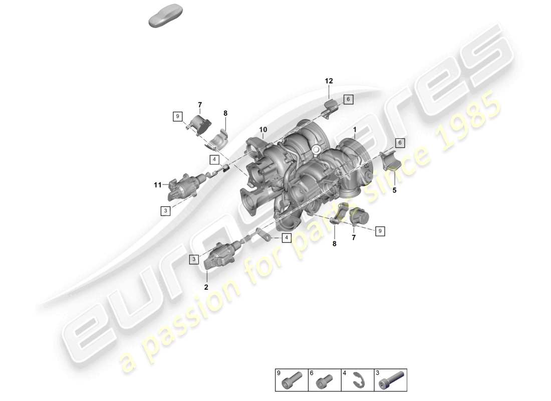 porsche 2025 (cayenne e3 pa) turbocompresseur à gaz d'échappement pièces individuelles schéma des pièces