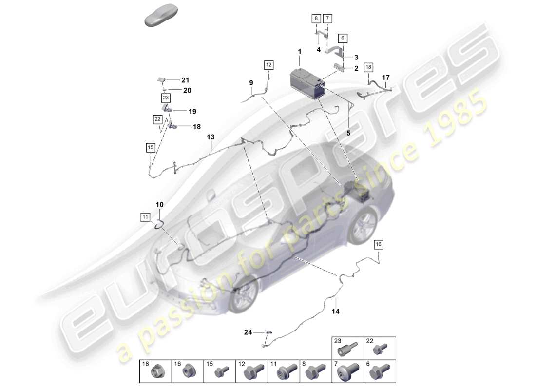 porsche 2024 (panamera 976) diagramme des pièces de la batterie