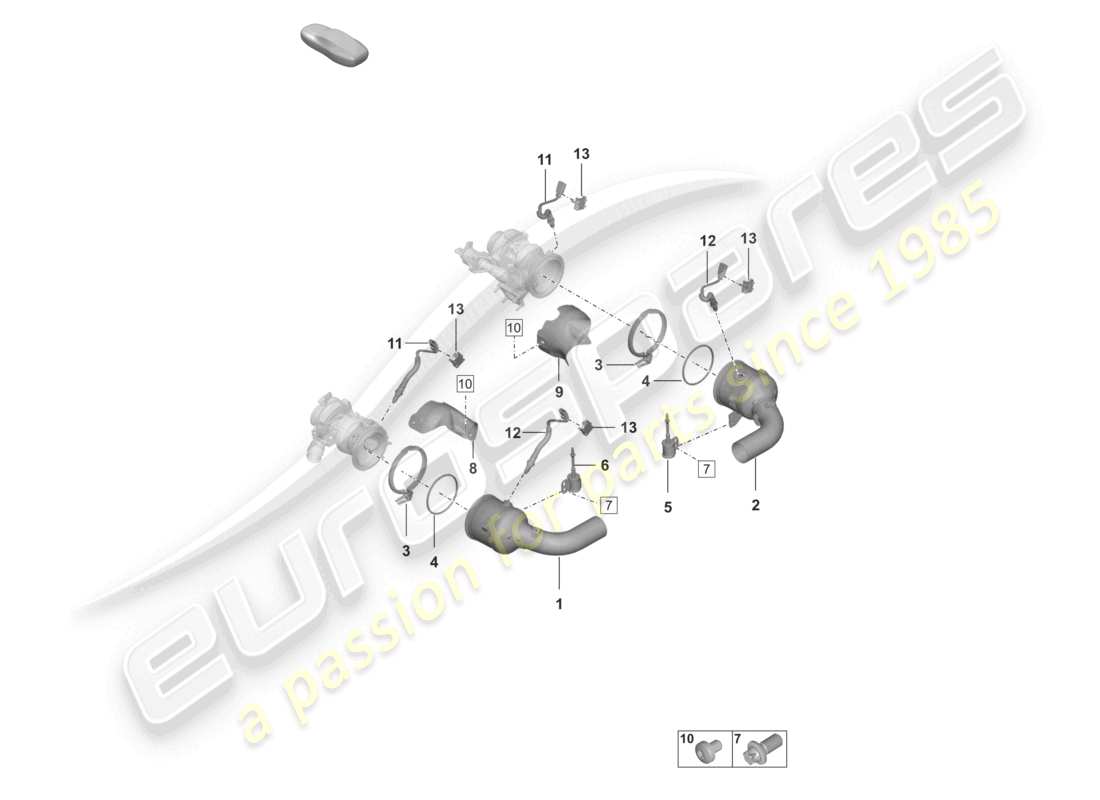 porsche 2024 (992-1) convertisseur catalytique fixations et capteurs schéma des pièces