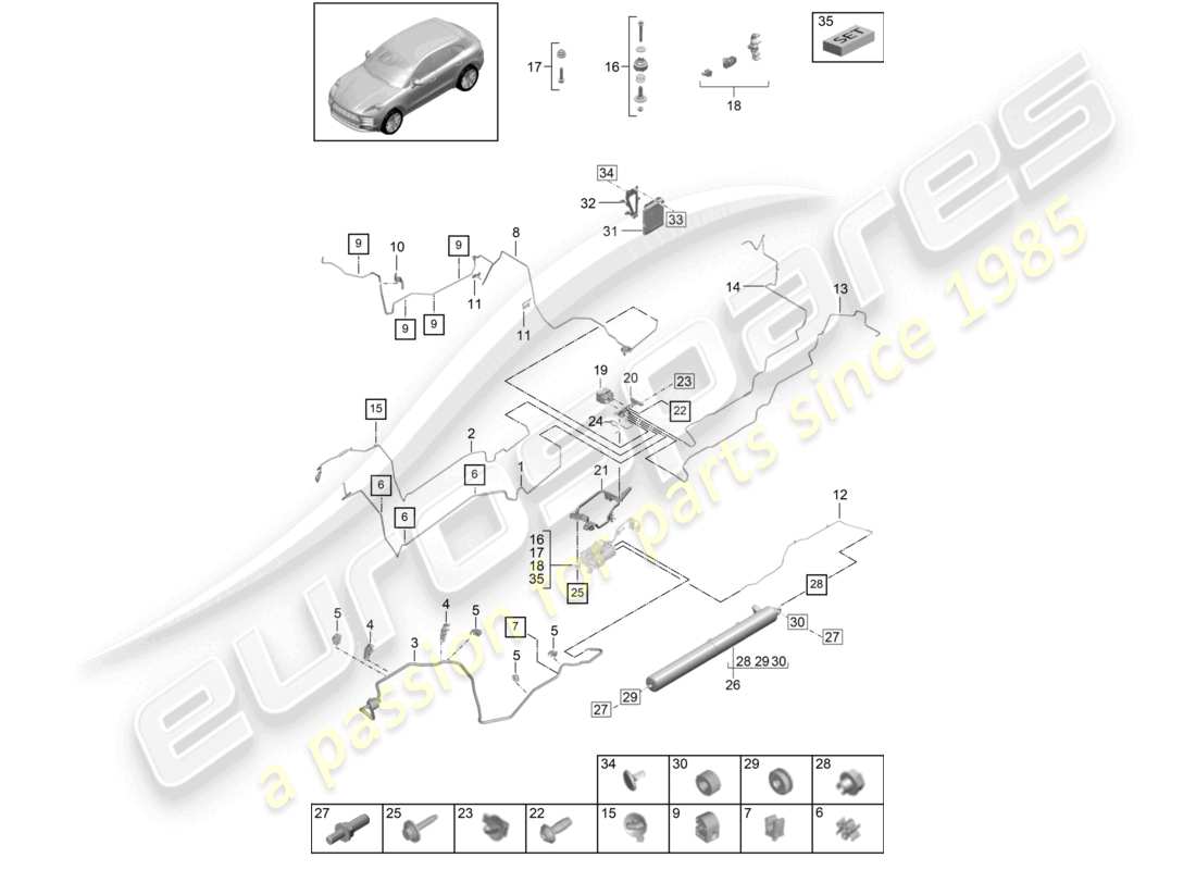 porsche 2023 (macan) schéma des pièces d'alimentation en air de la suspension adaptative