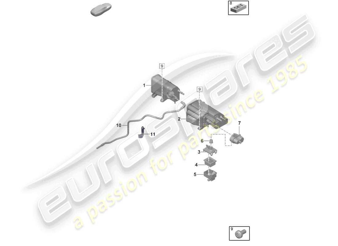 porsche 2024 (992-2) récipient de charbon actif schéma des pièces