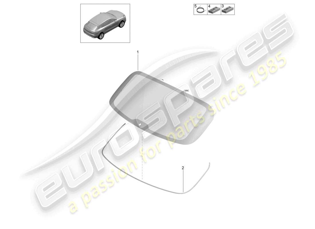 porsche 2021 (macan) fenêtre arrière schéma des pièces