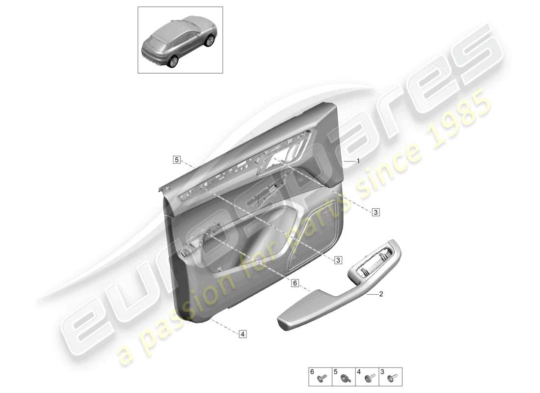 porsche 2021 (macan) panneaux de garniture de porte portes avant pour véhicules avec équipement cuir/dinamica accoudoir (dinamica) éclairage intérieur confort schéma des pièces