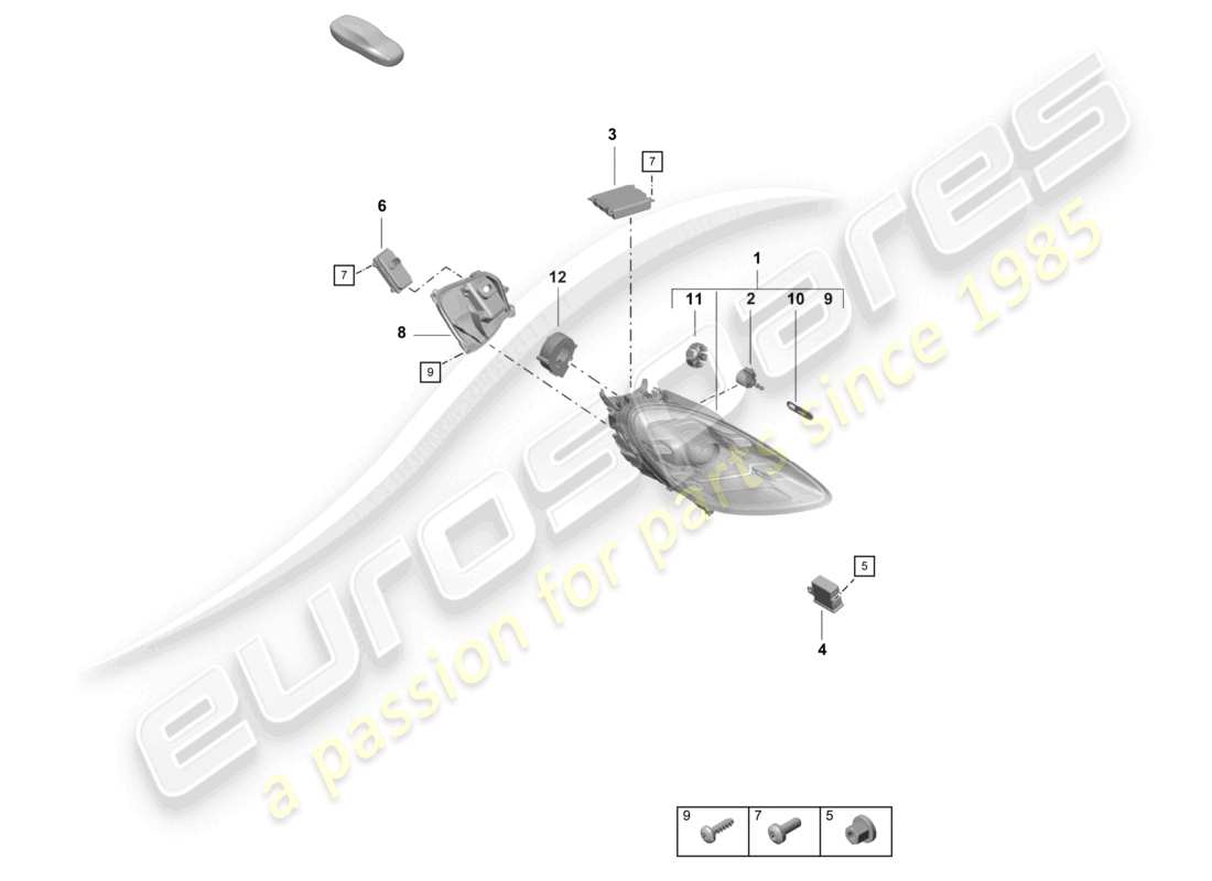 porsche 2022 (718 cayman gt4) schéma des pièces des phares