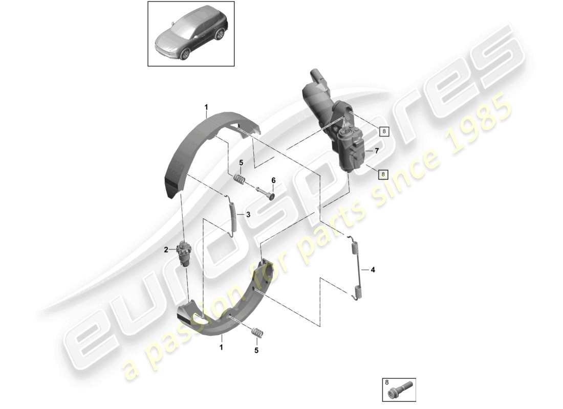 porsche 2021 (cayenne e3 9ya/9yb) frein de stationnement schéma des pièces