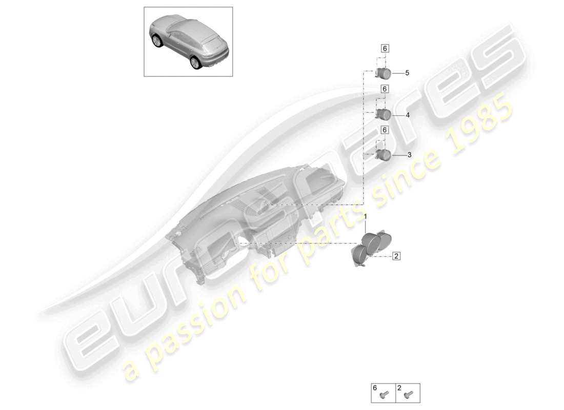 porsche 2021 (macan) cadran combiné d'instrument carrera rouge blanc mojave chronomètre boussole diagramme des pièces