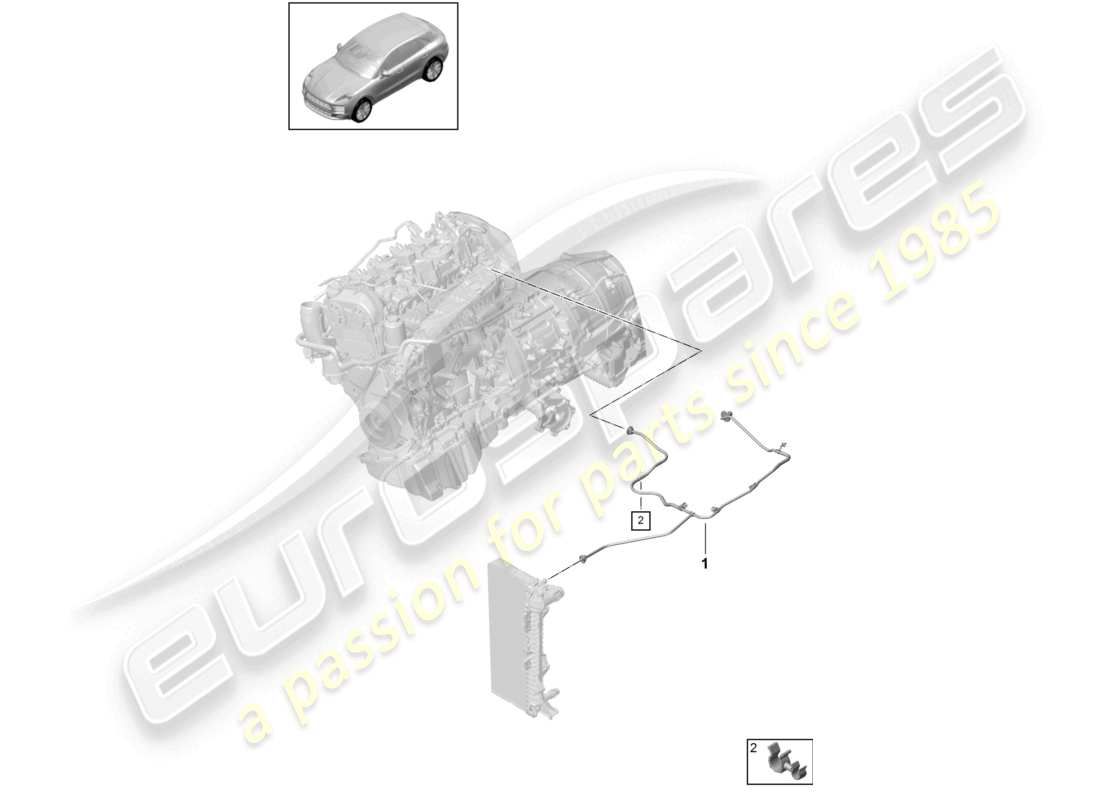 porsche 2021 (macan) schéma des pièces du système de refroidissement du liquide de refroidissement