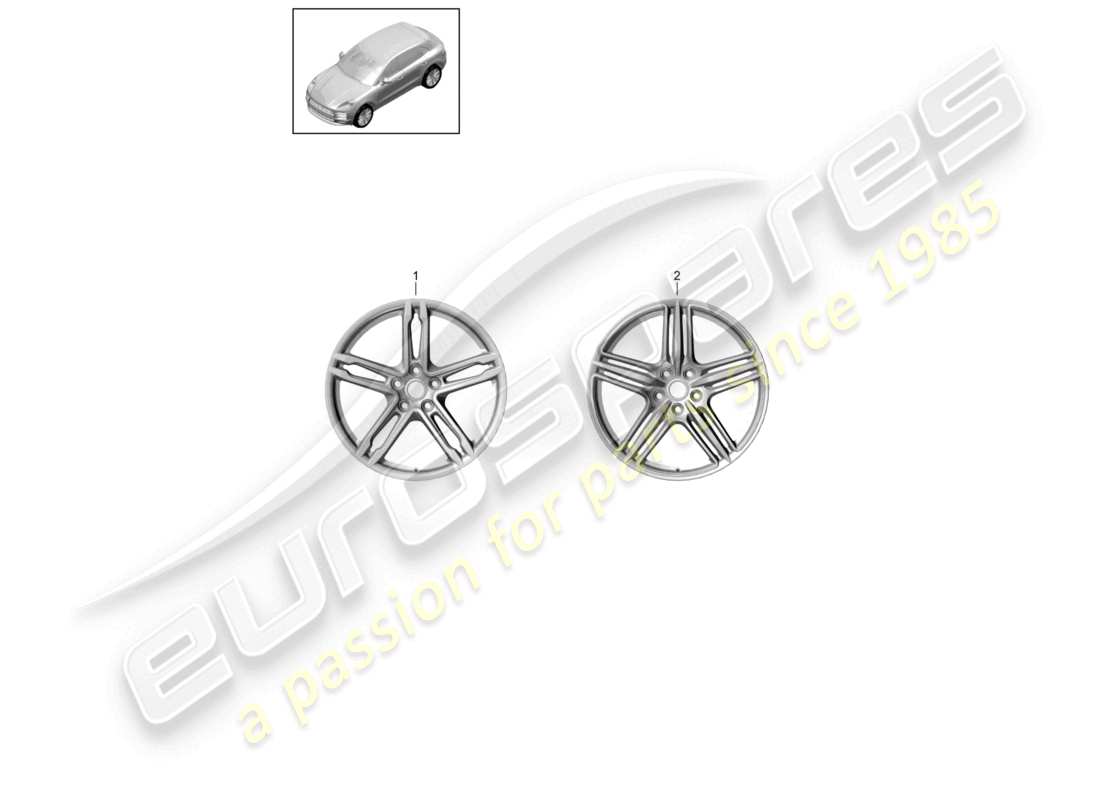 porsche 2021 (macan) schéma des pièces de la jante en alliage 19