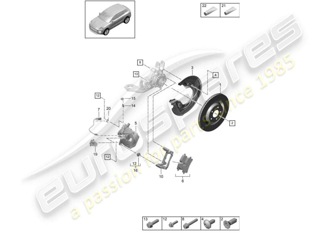 porsche 2021 (macan) frein à disque pccb essieu arrière jaune d >>- mj 2021 schéma des pièces