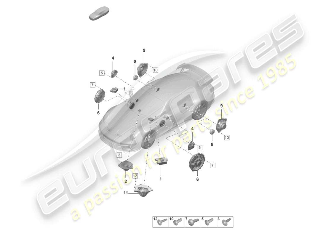 porsche 2024 (992-2 gt3/rs/st) haut-parleur schéma des pièces