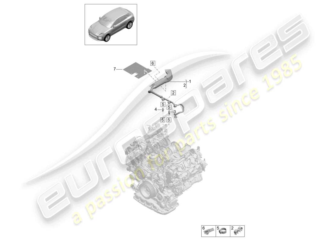 porsche 2021 (macan) schéma des pièces du conduit de reniflard du système de carburant
