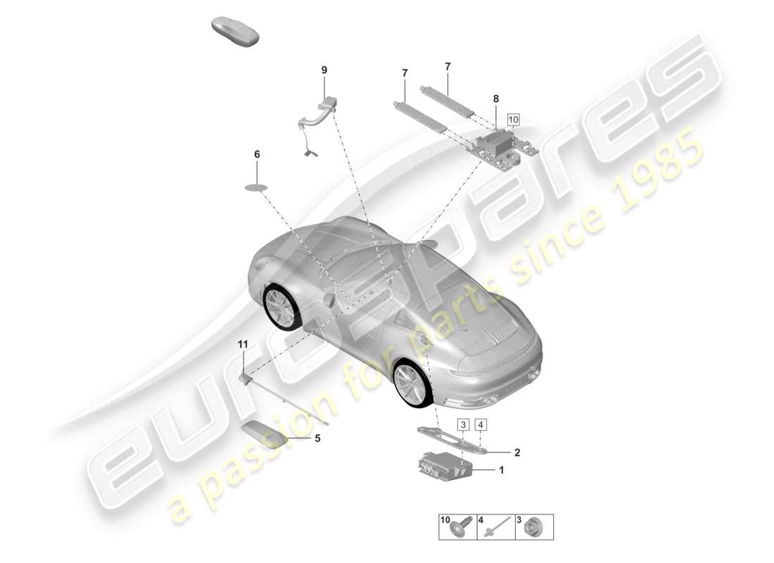 porsche 2021 (992-1) pièces détachées carte de conducteur de suivi de véhicule vts diagramme des pièces