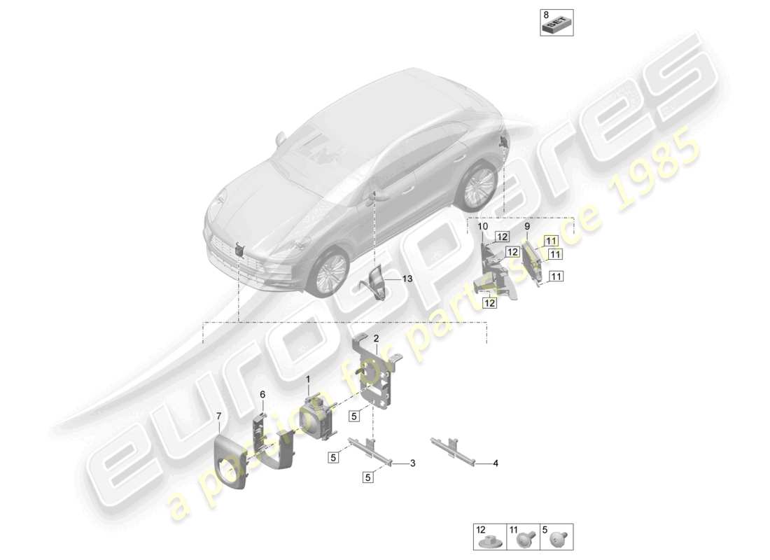 porsche 2021 (macan) capteur radar du système d'assistance à la conduite système de régulateur de vitesse pour les véhicules avec assistance au changement de voie schéma des pièces