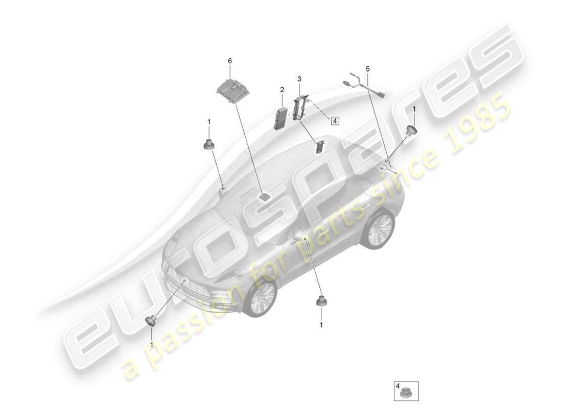 porsche 2023 (macan) caméra de recul vue de dessus réelle système d'assistance à la conduite schéma des pièces