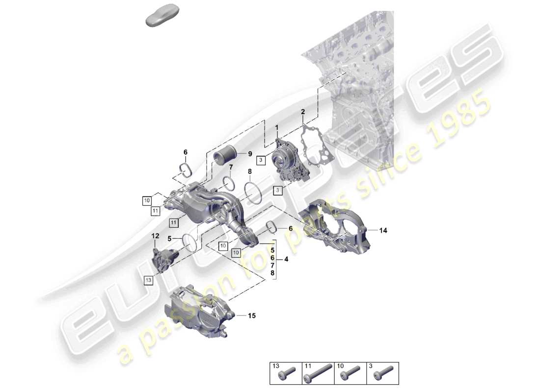 porsche 2024 (cayenne e3 pa) boîtier de thermostat de pompe à liquide de refroidissement schéma des pièces