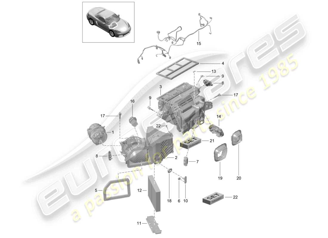 porsche 2021 (718 boxster) schéma des pièces détachées et de la climatisation