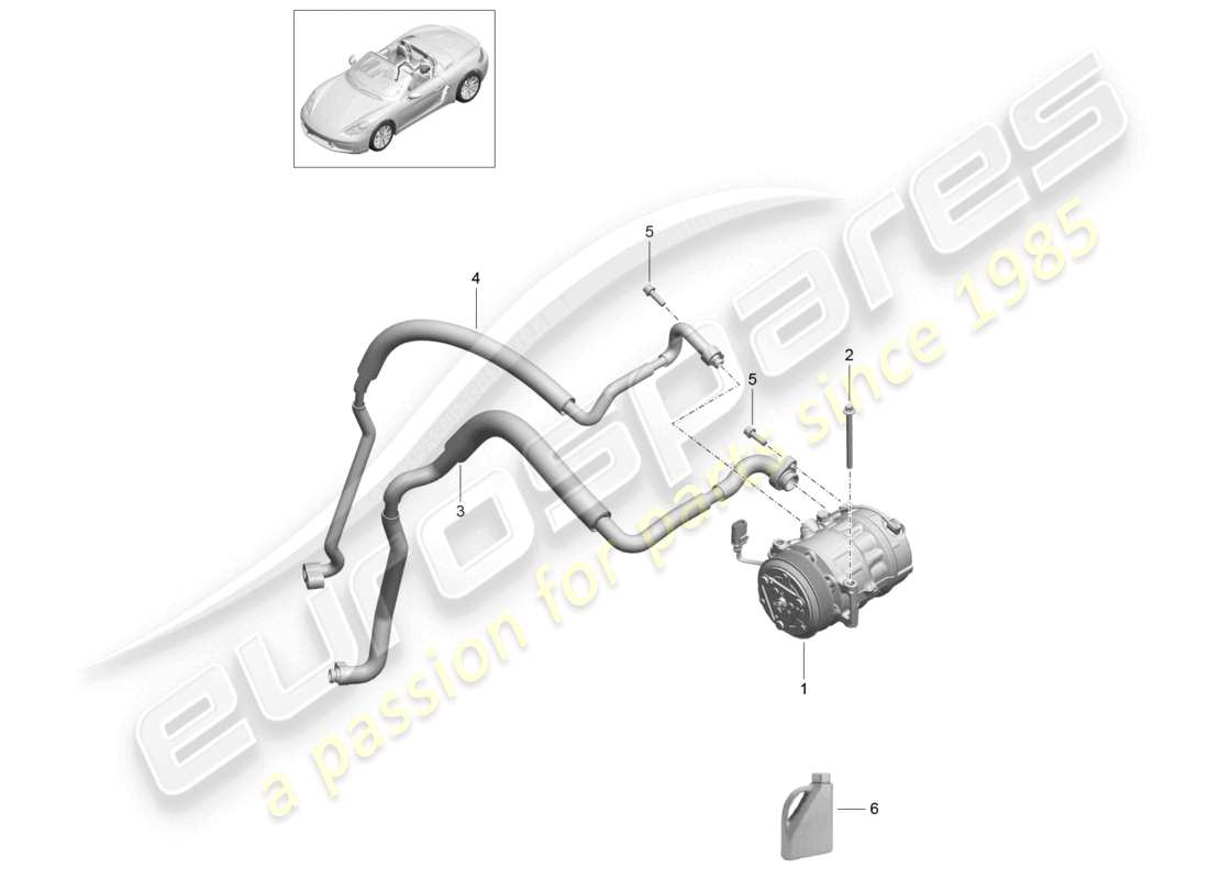 porsche 2021 (718 boxster) schéma des pièces du compresseur de climatisation