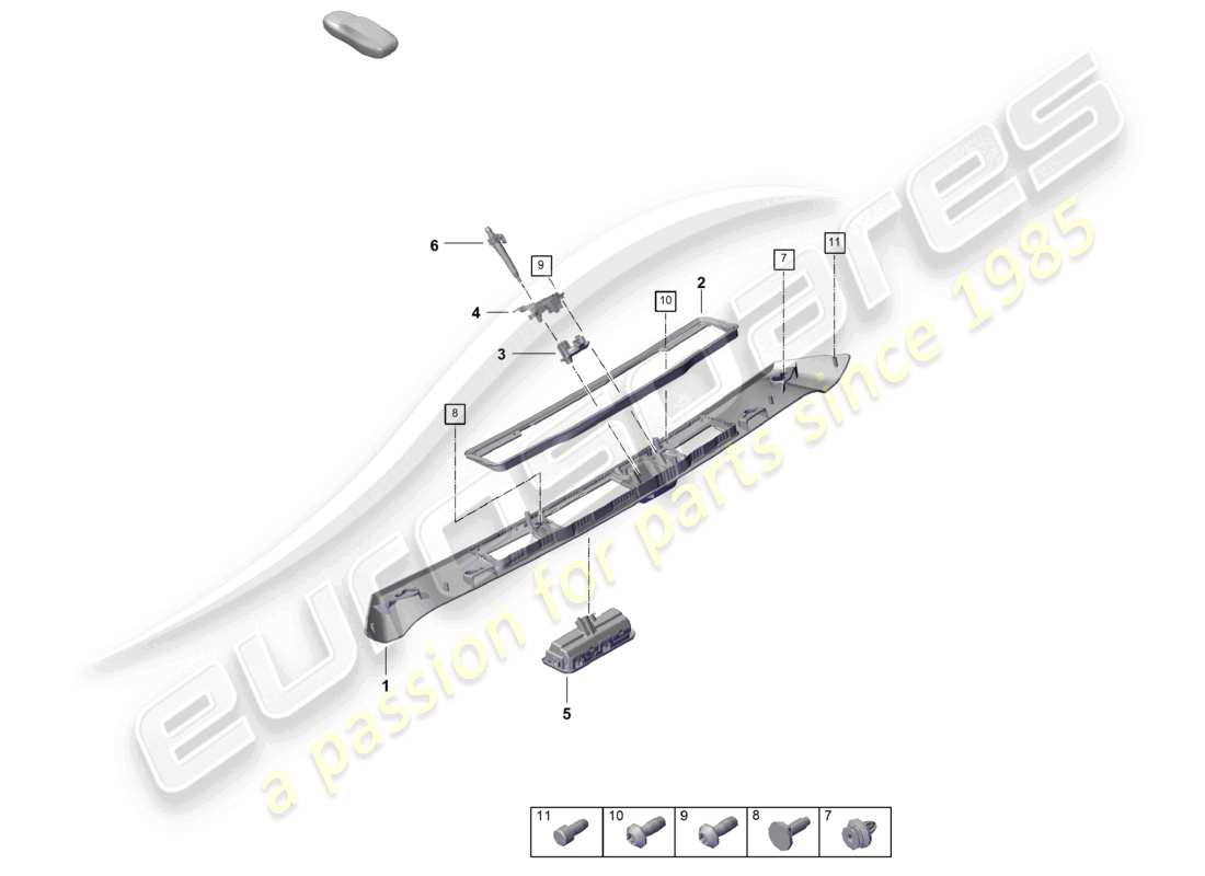 porsche 2024 (cayenne e3 pa) schéma des pièces de moulage de la poignée du couvercle arrière