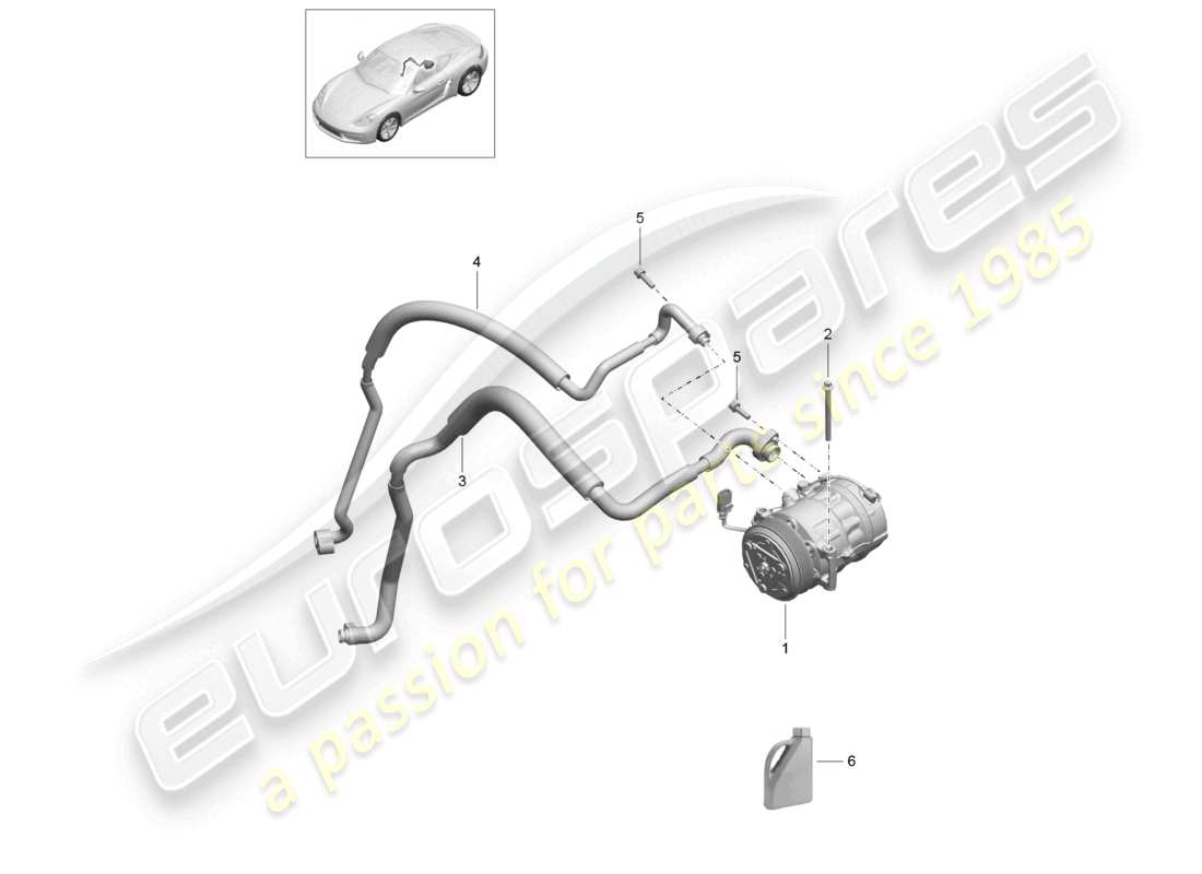 porsche 2024 (718 cayman) schéma des pièces du compresseur de climatisation
