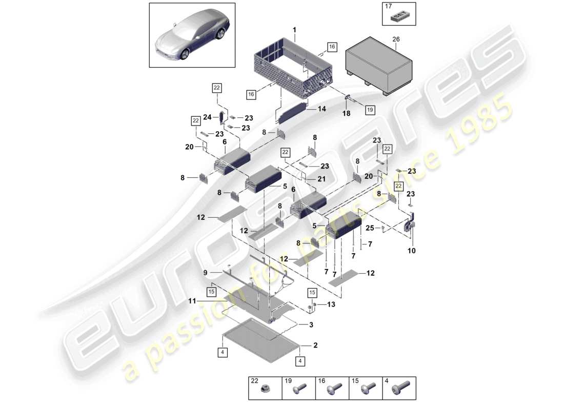 porsche 2021 (panamera 971-1) batterie haute tension hybride pièces individuelles schéma des pièces