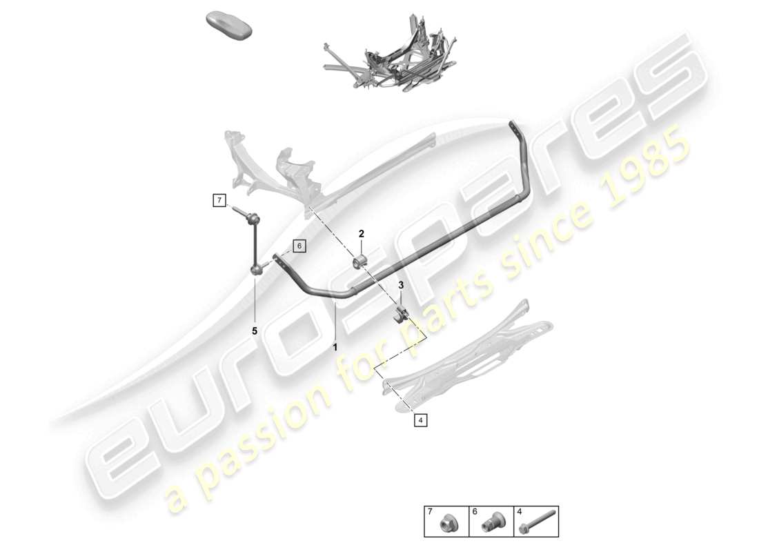 porsche 2021 (718 cayman gt4) barre anti-roulement schéma des pièces