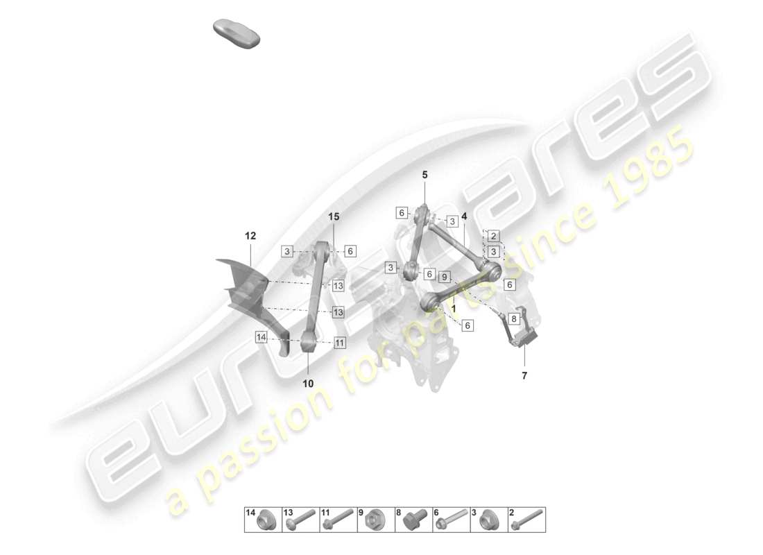porsche 2024 (992-2 gt3/rs/st) essieu arrière à bras transversaux schéma des pièces