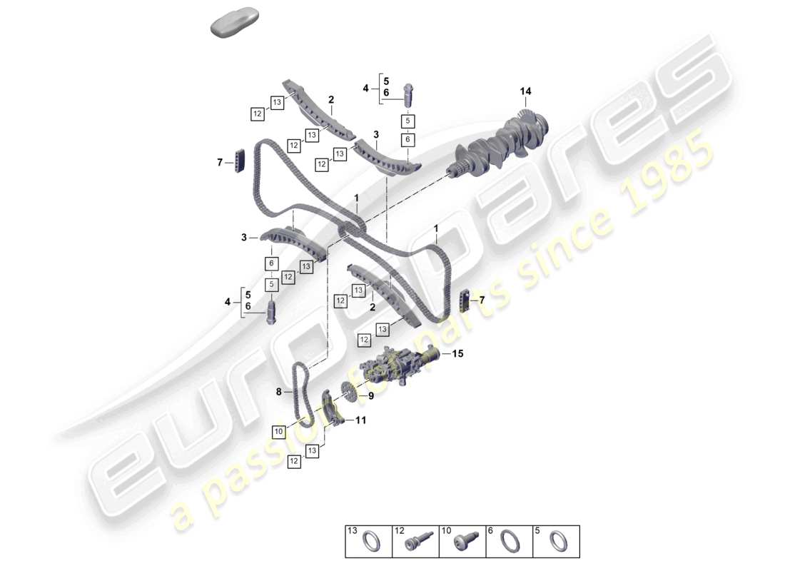 porsche 2024 (992-2) diagramme des pièces du tendeur de chaîne de distribution